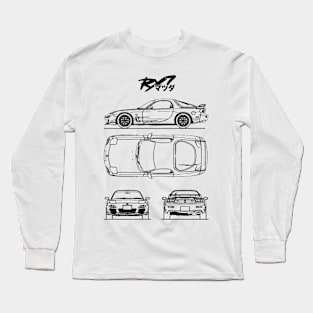 RX-7 Blueprint. Mazda RX-7 Line Art Long Sleeve T-Shirt